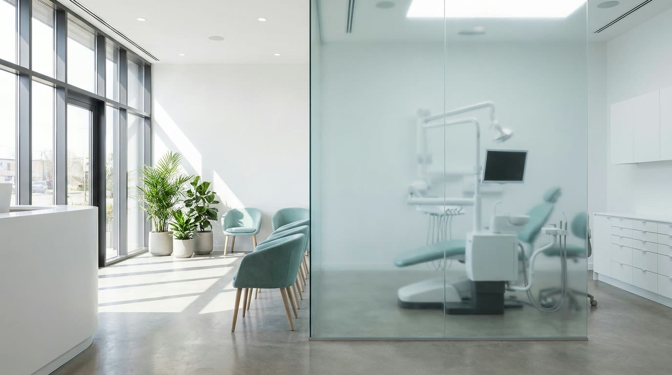 Espace d'accueil et salle d'attente du cabinet Drs Paverani a Bastia
